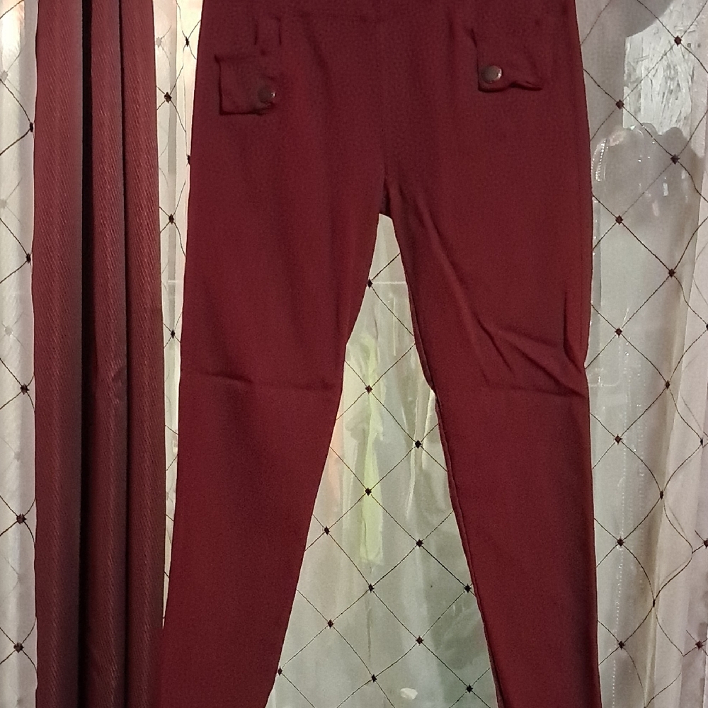 Burgundy High-Waisted Pants